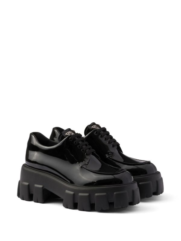 Prada Monolith patent leather lace-up shoes