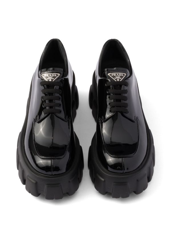 Prada Monolith patent leather lace-up shoes