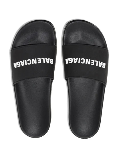 Balenciaga logo-embossed pool slides