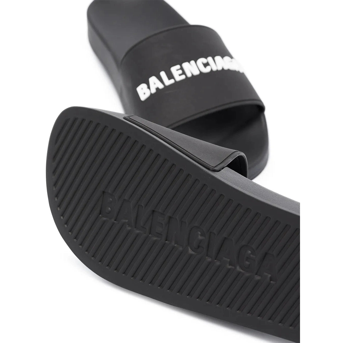 Balenciaga logo-embossed pool slides