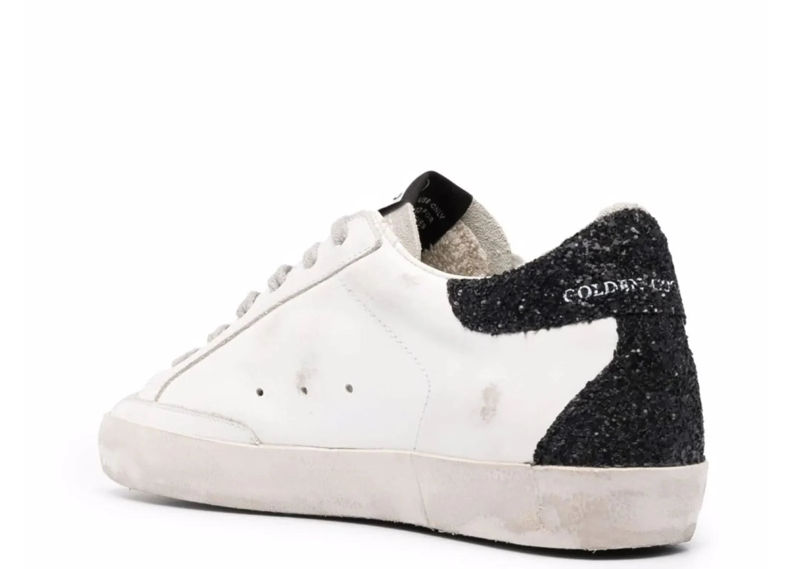 Golden Goose Super-Star Gold Glitter Star And Black Glitter Heel Tab