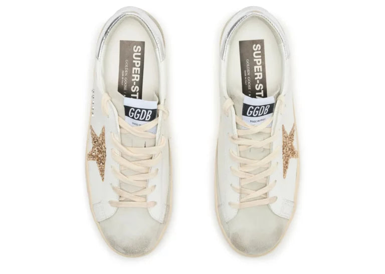 Golden Goose Super-Star White Ice Gray Gold Glitter