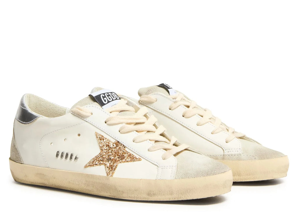 Golden Goose Super-Star White Ice Gray Gold Glitter