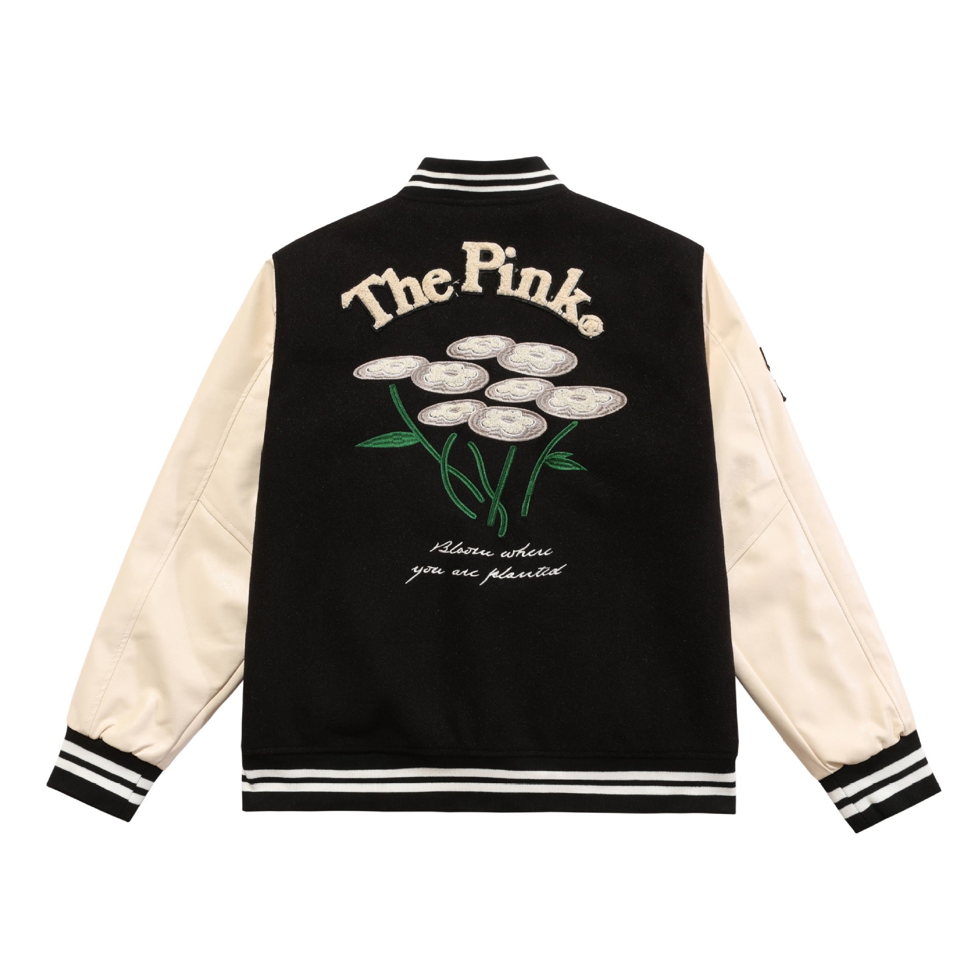 Unisex Vintage Custom Embroidery Leather Arm Varsity Jacket