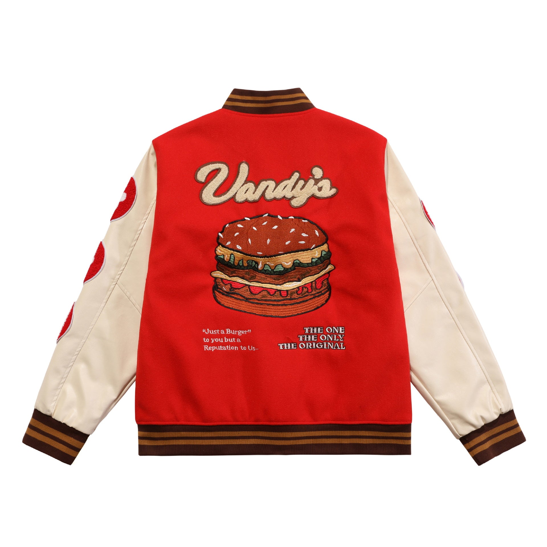 Unisex Vintage Custom Embroidery Leather Arm Varsity Jacket