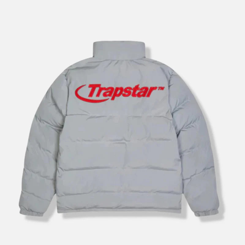 TRAPSTAR HYPERDRIVE 2.0 BOMBER JACKET - LIGHT GREY/RED
