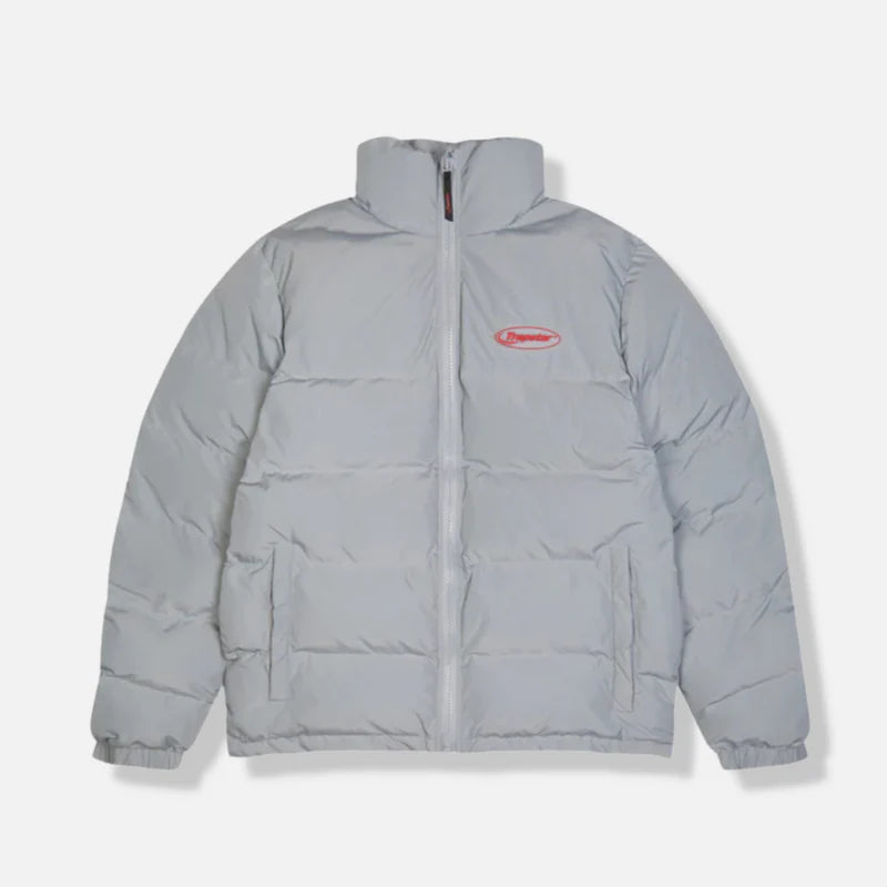 TRAPSTAR HYPERDRIVE 2.0 BOMBER JACKET - LIGHT GREY/RED