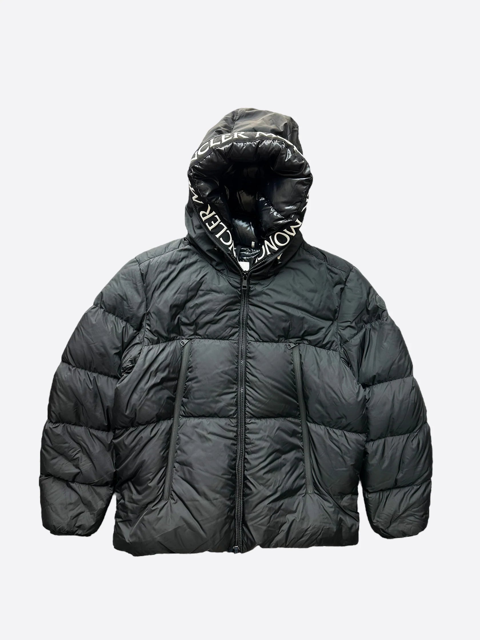 Moncler Black Montcla Logo Repeat Puffer Jackets