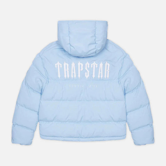 TRAPSTAR DECODED HOODED PUFFER 2.0 JACKET - ICE BLUE