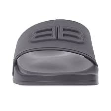 Balenciaga Pool Slides 3D BB Logo Dark Grey