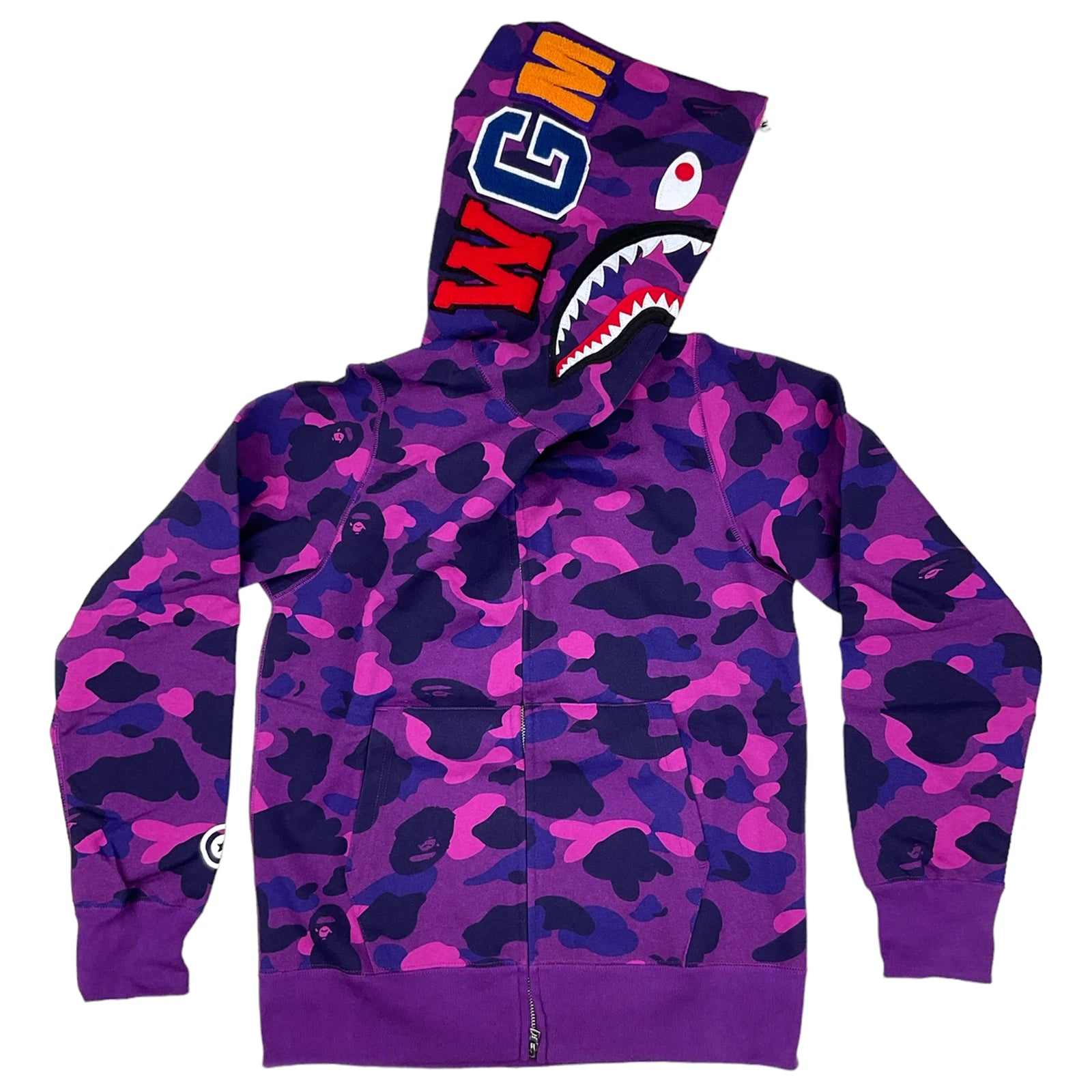BAPE Color Camo Shark WGM Full Zip Hoodie Purple